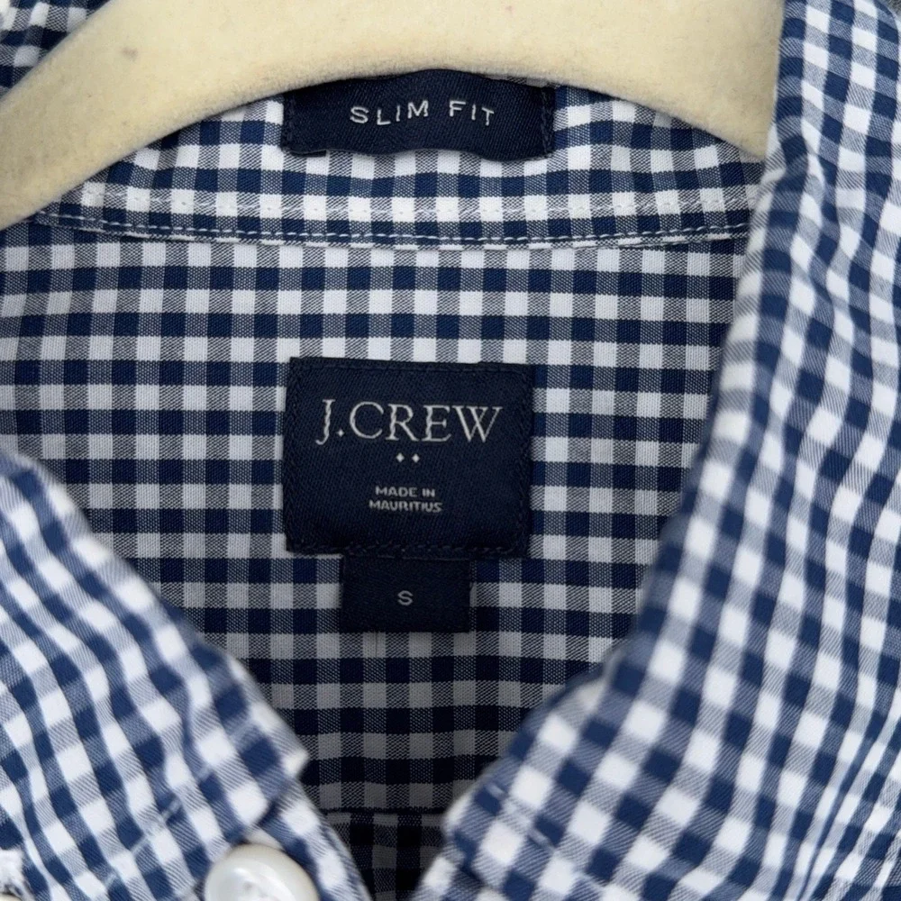 J Crew Slim Fit Gingham Button Down Shirt Men's Size‎ Small Navy White